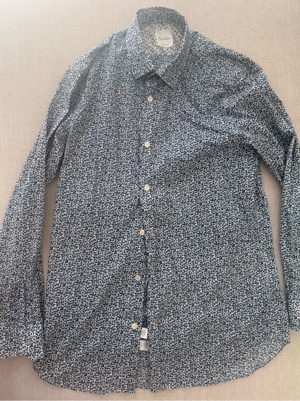 Paul Smith Navy and White Micro Floral Button-Down Shirt